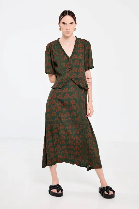 Salasai Plantation Dress - Green Pop Palm