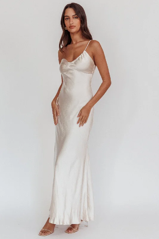 Twilight Tango One-Shoulder Maxi Dress Champagne