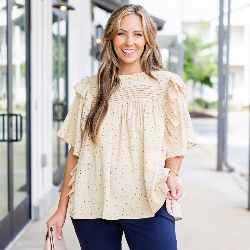 Love And Lilies Top, Beige