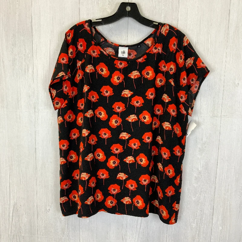 Top Short Sleeve By Cabi In Black & Red, Size: Xl