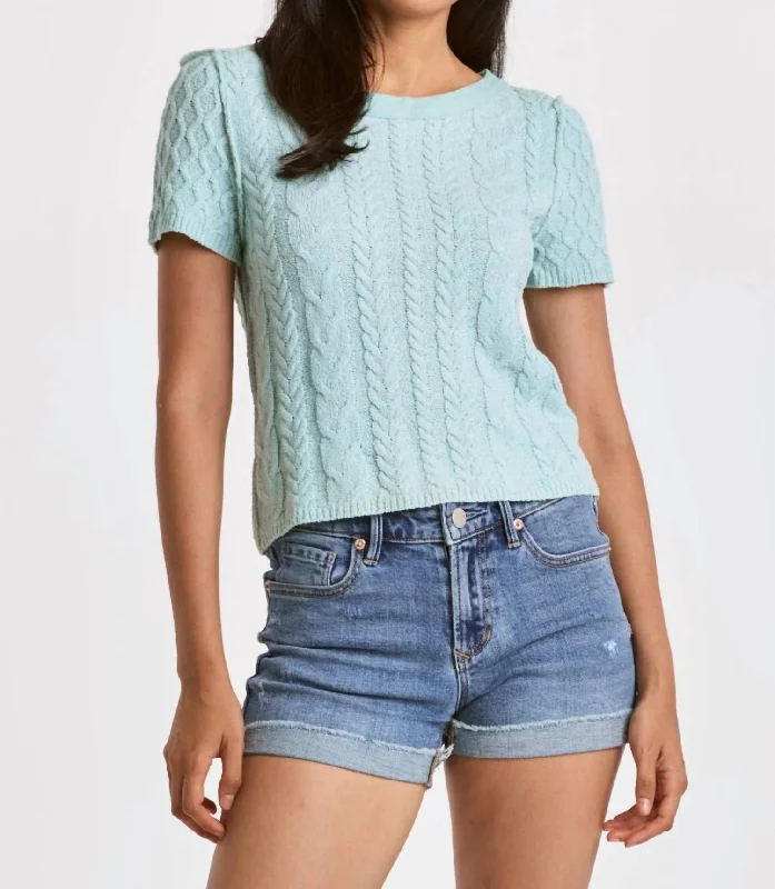 Barry Short Sleeve Sweater In Fresh Mint