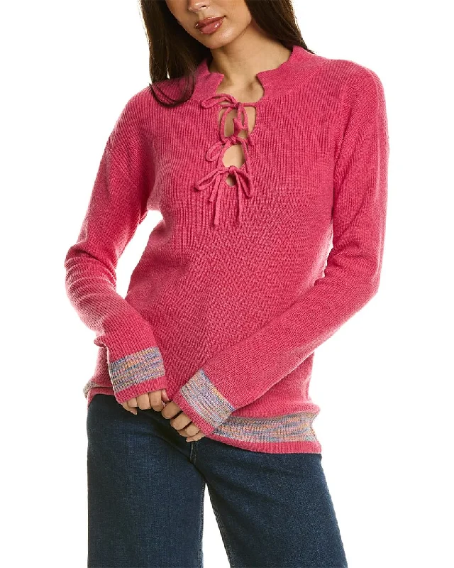 Kier+J Tie Neck Wool & Cashmere-Blend Sweater