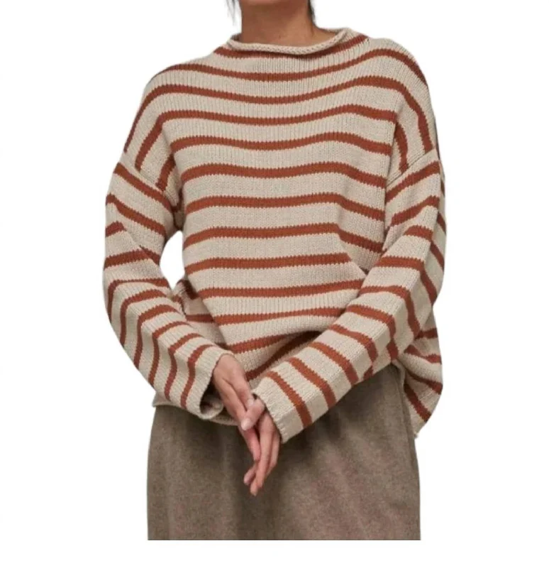 Lamis Stripe Sweater In Natural / Apricot