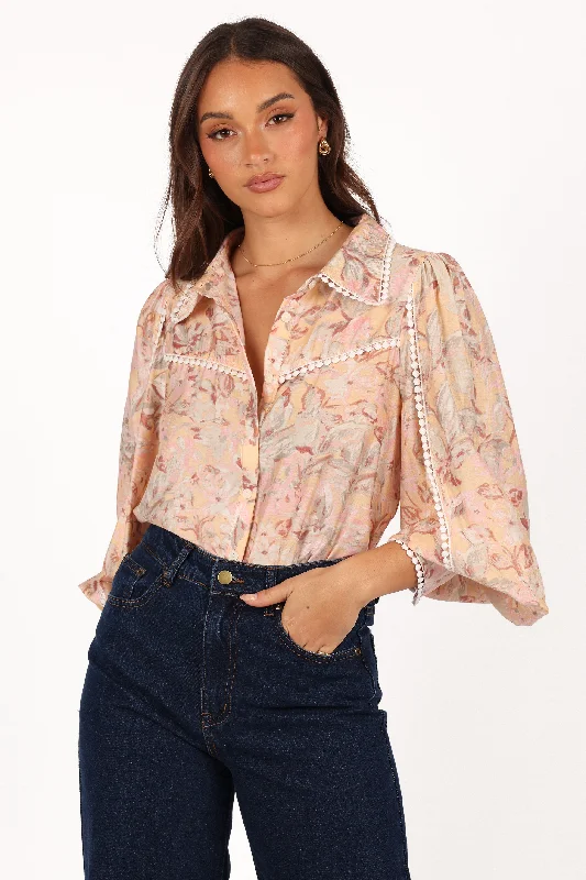 Floria Top - Beige Floral