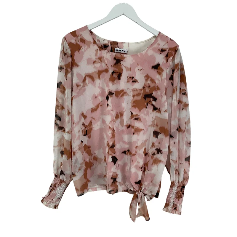 Top Long Sleeve By Calvin Klein In Pink, Size: L