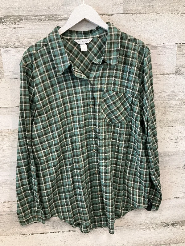 Top Long Sleeve By Christopher And Banks In Green, Size: Xl