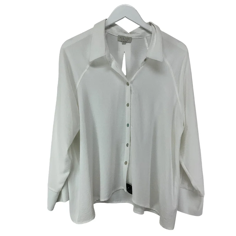 Top Long Sleeve By Clothes Mentor In White, Size: L