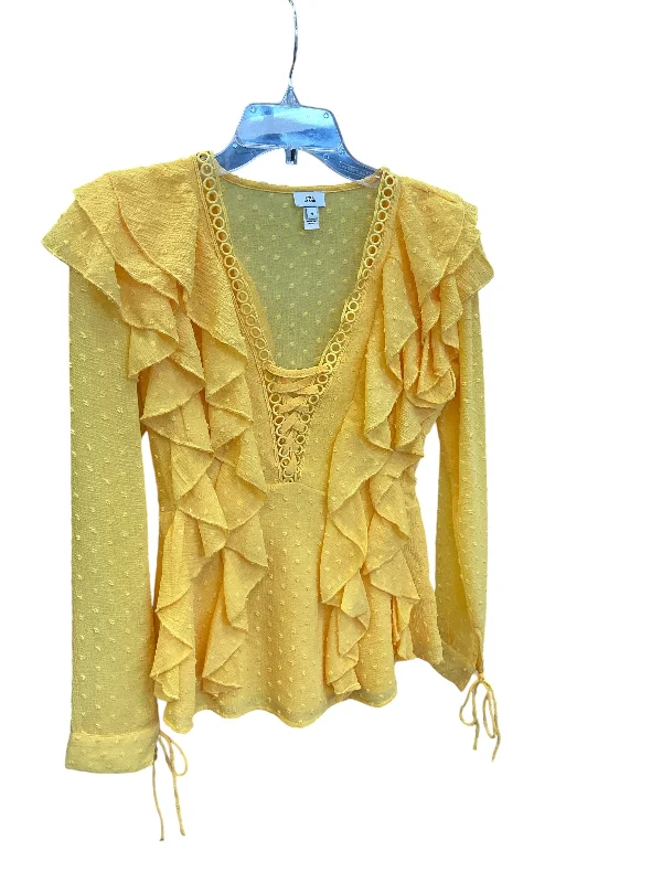 Top Long Sleeve By Cmb In Yellow, Size: S