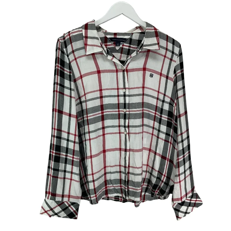 Top Long Sleeve By Tommy Hilfiger In Plaid Pattern, Size: L