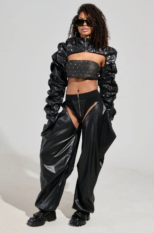 DARK SIDE FAUX LEATHER CHAPS